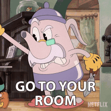 Go To Your Room Elder Kettle GIF - Go To Your Room Elder Kettle The Cuphead Show GIFs