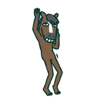 a cartoon drawing of a horse with a white spot on its face