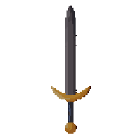 a pixel art of a sword with a gold handle on a white background