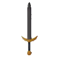 a pixel art of a sword with a gold handle on a white background