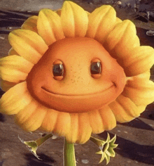 a cartoon sunflower with a smiling face