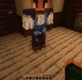 a minecraft character standing on a wood floor