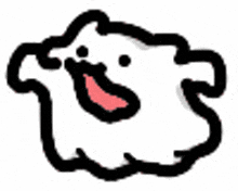 a cartoon drawing of a ghost with a red tongue .