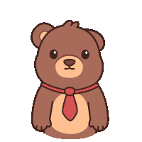 a brown teddy bear wearing a red tie is standing with its arms outstretched