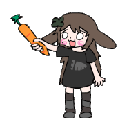 a drawing of a girl holding a carrot