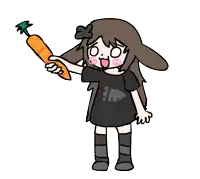 a drawing of a girl holding a carrot
