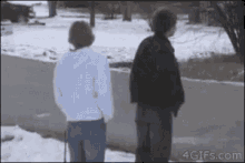 Snowball Fight Duck GIF - Snowball Fight Duck Watch Out GIFs