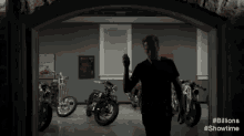 Closing The Garage GIF - Damian Lewis Bobby Axelrod Motorcycle GIFs