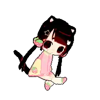 a pixel art of a girl with strawberries in her hair and a cat ear hat .