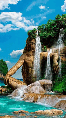 waterfalls water ocean mountain man
