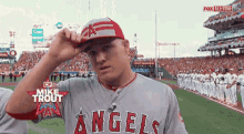 Mike Trout Los Angeles Angels GIF - Mike Trout Los Angeles Angels Hats Off GIFs