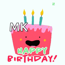a happy birthday greeting card with a pink cake