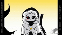a drawing of a skeleton with the website xtaleunderverse.tumblr.com