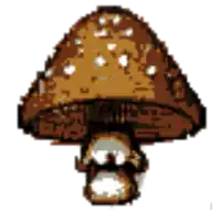 a pixel art drawing of a mushroom with white spots