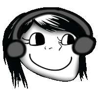 a cartoon drawing of a girl wearing headphones
