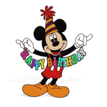 Happy Birthday Mickey Mouse GIF - Happy Birthday Mickey Mouse Rainbow Text GIFs