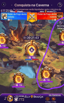 a screenshot of a game that says conquista na caverna