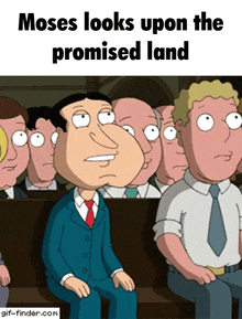 moses looks upon the promised land with a group of men