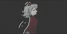 a cartoon drawing of a girl in a red dress
