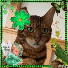 a picture of a cat and an angel with the words hugs and kisses