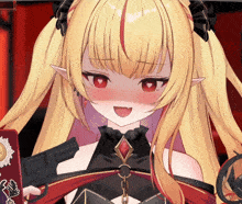 a girl with blonde hair is holding a gun in her hand
