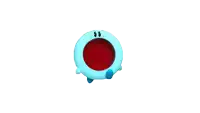 a blue object with a red circle in the middle