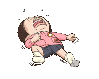 a cartoon of a girl crying with tears coming out of her mouth