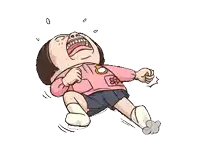 a cartoon of a girl crying with tears coming out of her mouth