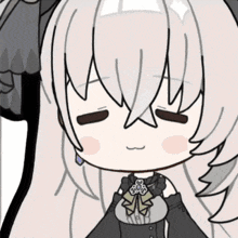 a drawing of a girl with closed eyes and a bow on her neck