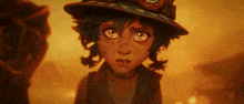 a close up of a girl wearing a hat and a vest
