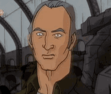 a cartoon drawing of a man with gray hair
