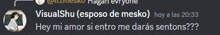 a screenshot of a conversation between visualshu and a person