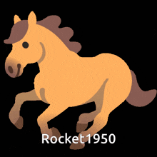 a drawing of a horse with the words rocket1950 written below it