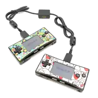 two game boy controllers are connected to each other with a cord