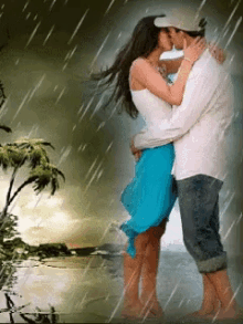 love sweet couple under the rain