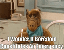 Alf Boredom GIF - Alf Boredom I Wonder If Boredom Constitutes An Emergency GIFs