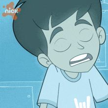 a cartoon of a boy with a sign that says i love you on his shirt