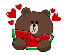 brown bear brown and cony hearts love watermelon