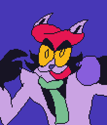 a pixel art drawing of a cartoon character