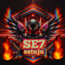 a logo for se7 setuju with a winged warrior