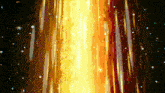 a dark background with a few stars and a yellow light