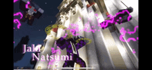 a video game character named jake natsumi is flying through the air