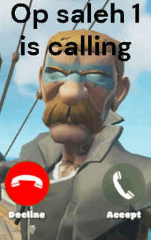a man with a mustache is talking on a cell phone with the words op saleh 1 is calling below him