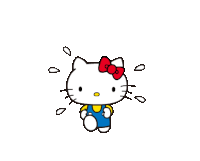 a drawing of a hello kitty with a red bow on her head
