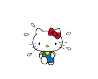 a drawing of a hello kitty with a red bow on her head