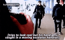 [trięs To Look Cool But His Hand Getscâught In A Moving Escalator Handrail).Gif GIF - [trięs To Look Cool But His Hand Getscâught In A Moving Escalator Handrail) Jb Got7 GIFs
