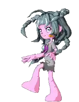 a pixel art of a girl with scorpions on her head