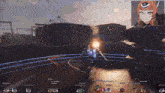 a screenshot of a video game shows a girl with a headset on and a robot in the background