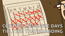 a cartoon drawing of a calendar that says smtwtfs on it