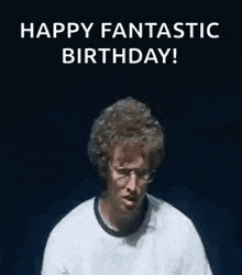 a person is covering their face with their hands and says `` happy fantastic birthday ! ''